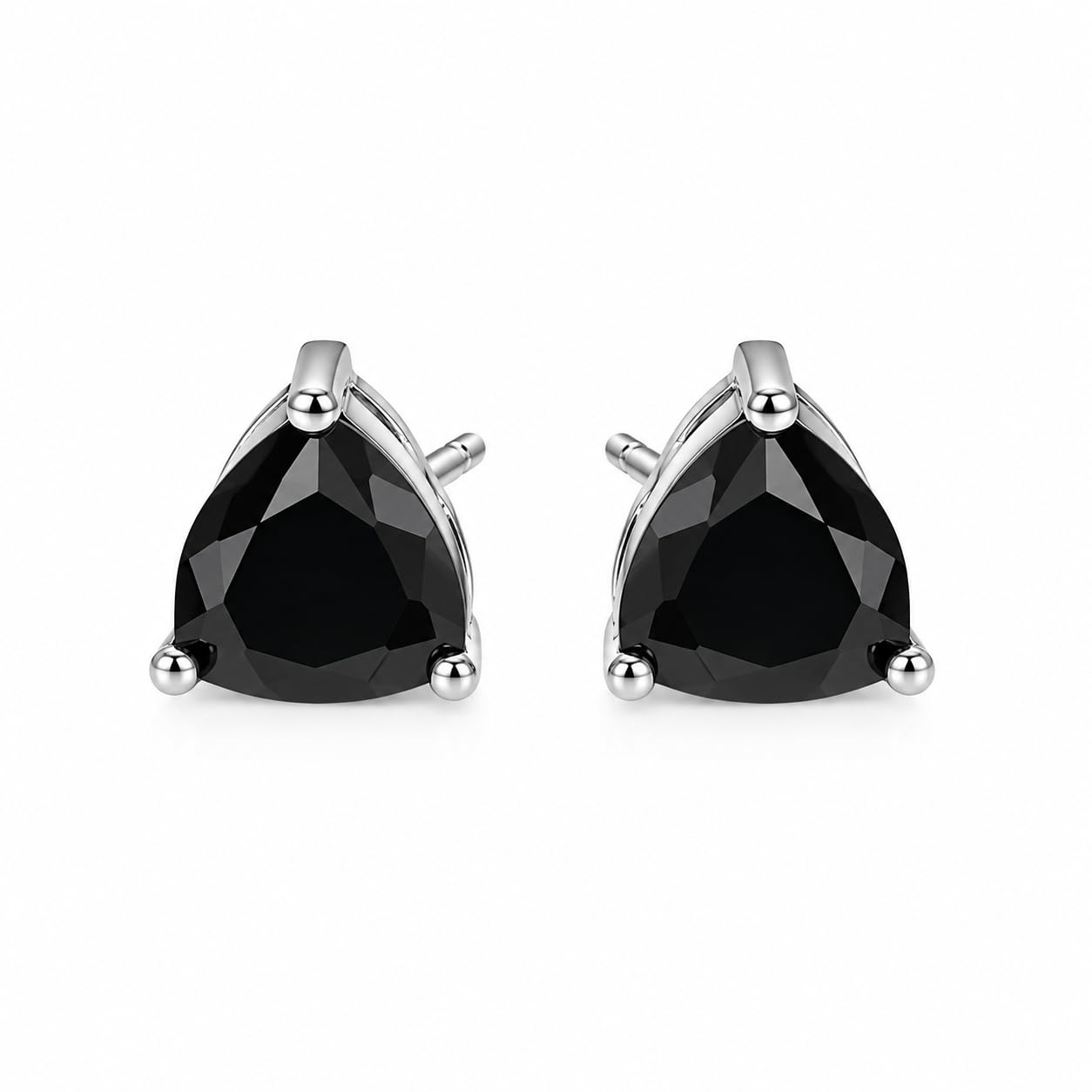 Warm Fortune 18K White Gold Plated CZ Trillion Stud Earrings for Women