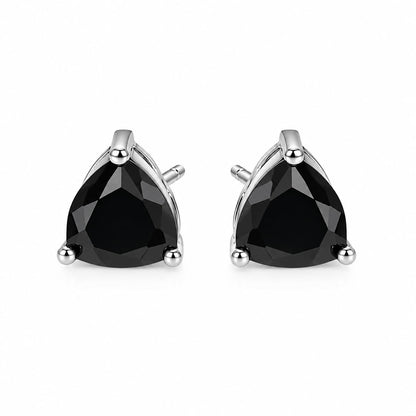 Warm Fortune 18K White Gold Plated CZ Trillion Stud Earrings for Women
