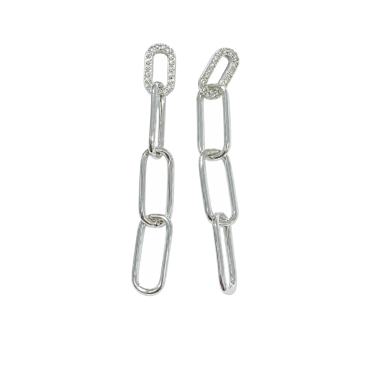 Warm Fortune 18K Gold Plated Paperclip Chain Cubic Zirconia Drop Earrings for Women Hypoallergenic - Valentine's Day, Mother's Day, Birthday Gift for Her