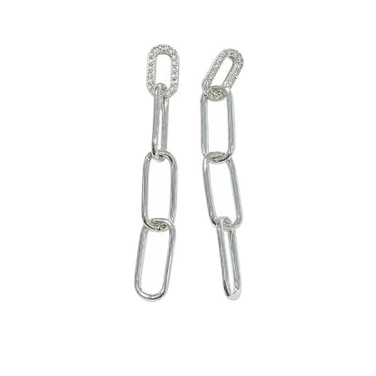 Warm Fortune 18K Gold Plated Paperclip Chain Cubic Zirconia Drop Earrings for Women Hypoallergenic - Valentine's Day, Mother's Day, Birthday Gift for Her