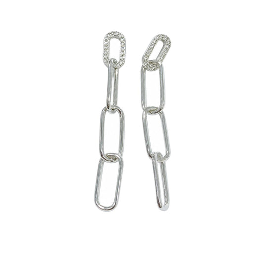 Warm Fortune 18K Gold Plated Paperclip Chain Cubic Zirconia Drop Earrings for Women Hypoallergenic - Valentine's Day, Mother's Day, Birthday Gift for Her