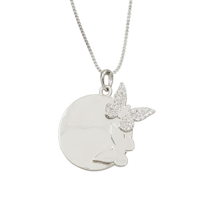 Warm Fortune Moon Cat Butterfly Pendant Necklace for Women: 18K Gold Plated, Adjustable Chain (18"+2") with Sparkling CZ | Adorably Cute, a Romantic Accent for Her