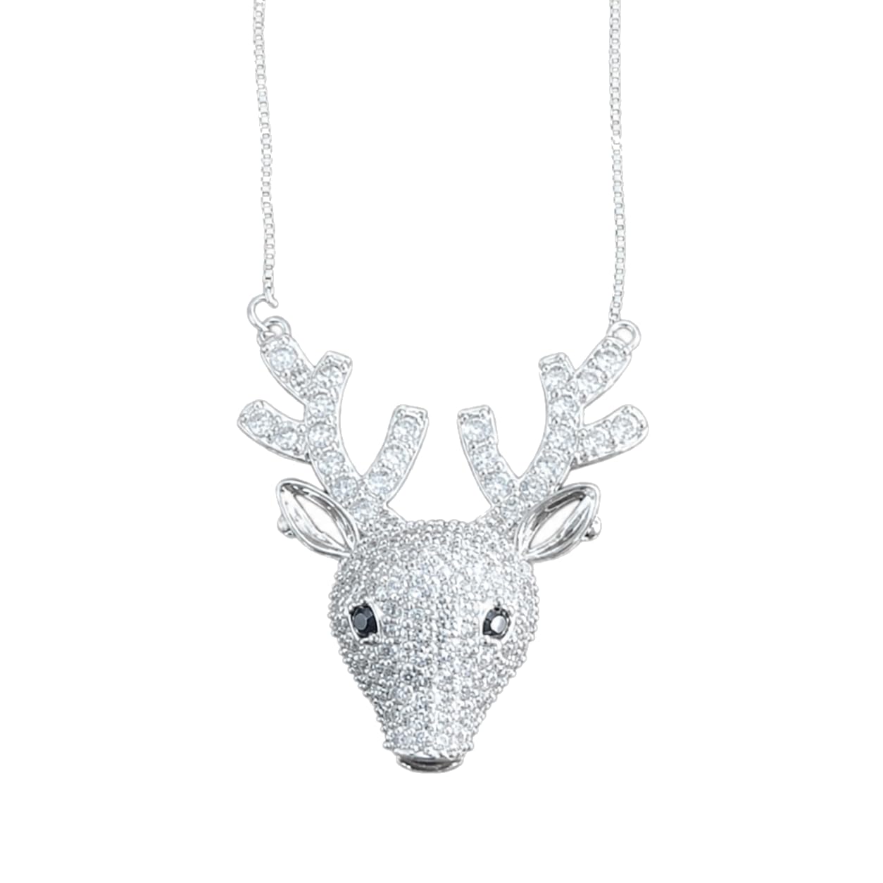 Warm Fortune Sparkling Reindeer Pendant Necklace for Women: 18K Gold Plated, Adjustable Chain (18"+2") with Sparkling CZ | Adorably Cute, a Romantic Accent for Her