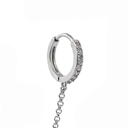 Warm Fortune 18K White Gold Plated Double Hoop Chain Drop Earrings