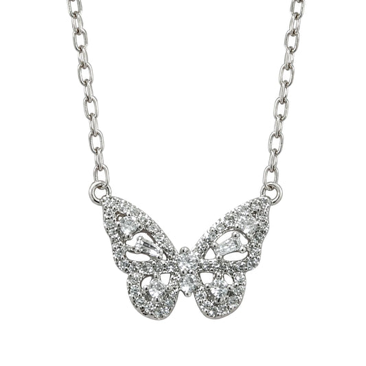 Warm Fortune Sparkling Butterfly Pendant Necklace for Women: 18K Gold Plated, Adjustable Chain (18"+2") with Sparkling CZ | A Dazzling Statement for Glamorous Events