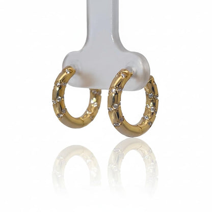 Warm Fortune Cubic Zirconia Hoop Earrings for Women,925 Sterling Silver with 18K Gold Plated Hypoallergenic