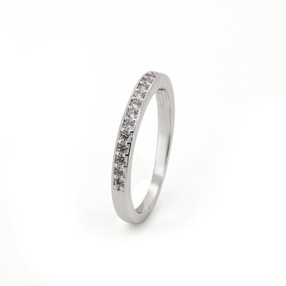 Warm Fortune Half Eternity Ring for Women - 18K Gold Plated Cubic Zirconia, Stackable Wedding Band, Promise & Anniversary Jewelry, Size 6-7.5