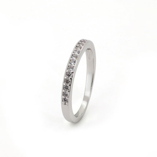 Warm Fortune Half Eternity Ring for Women - 18K Gold Plated Cubic Zirconia, Stackable Wedding Band, Promise & Anniversary Jewelry, Size 6-7.5