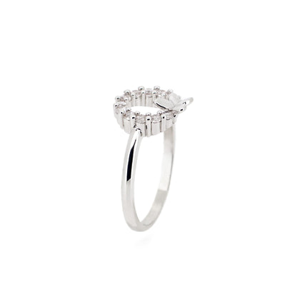 Warm Fortune Butterfly Circle Promise Ring for Her - 18K Gold Plated Cubic Zirconia, Stackable Gift Valentine's Day, Fashion & Daily Elegant Wear, Size 8-9