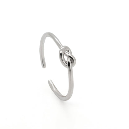 Warm Fortune Love Knot Statement Ring for Women, 18K Gold Plated Adjustable Open Band, Dainty Promise Knot Stackable Ring, Minimalist Everyday Jewelry Gift