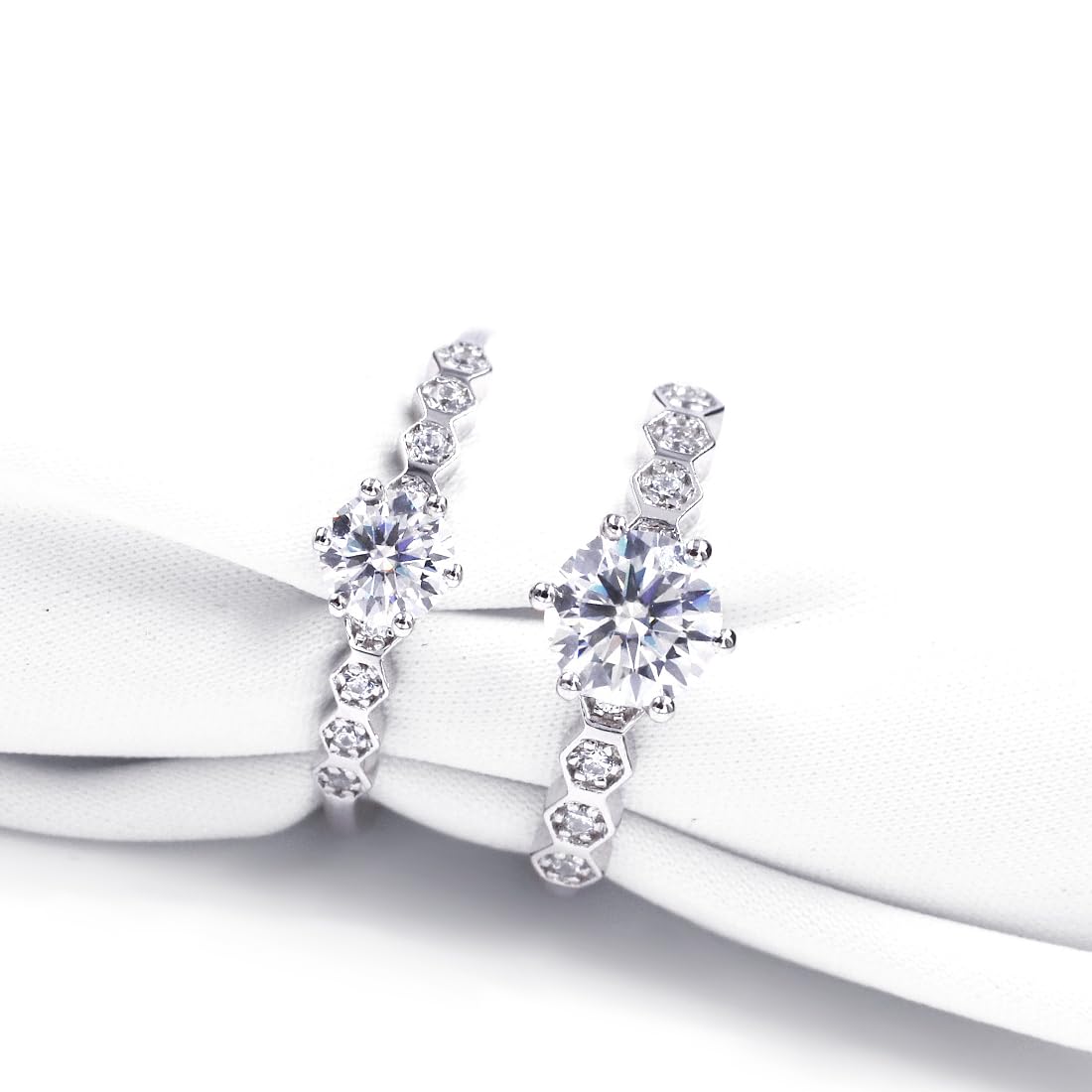 Warm Fortune Moissanite Engagement Ring for Women, Petite Twisted Vine Elegance, 0.5/1.0ct DE VVS, 18K White Gold Plated Anniversary & Promise Ring, Gift for Her, Size 6.5