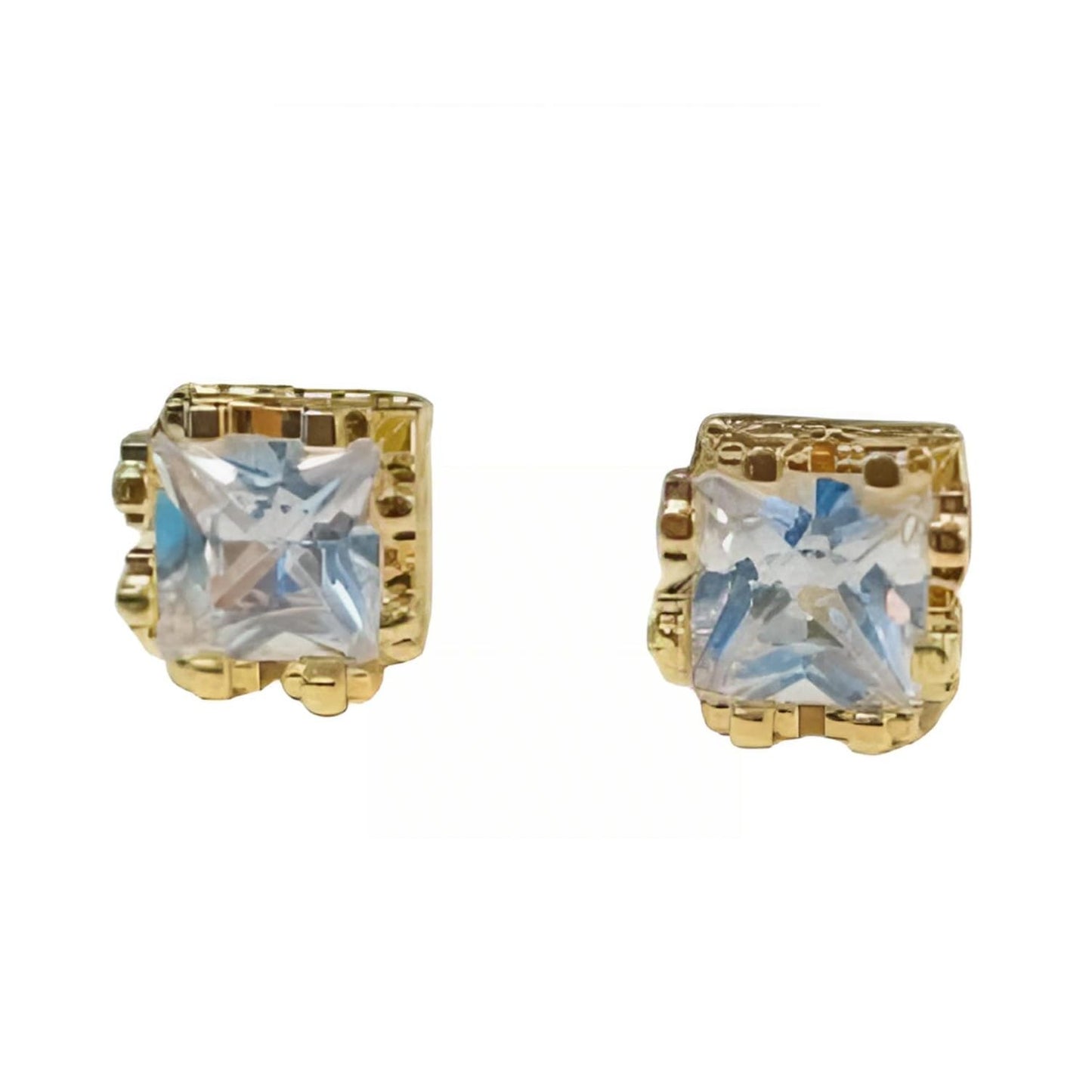 Warm Fortune Cubic Zirconia Stud Earrings for Women, Gold Plated,Gift for Her,Hypoallergenic