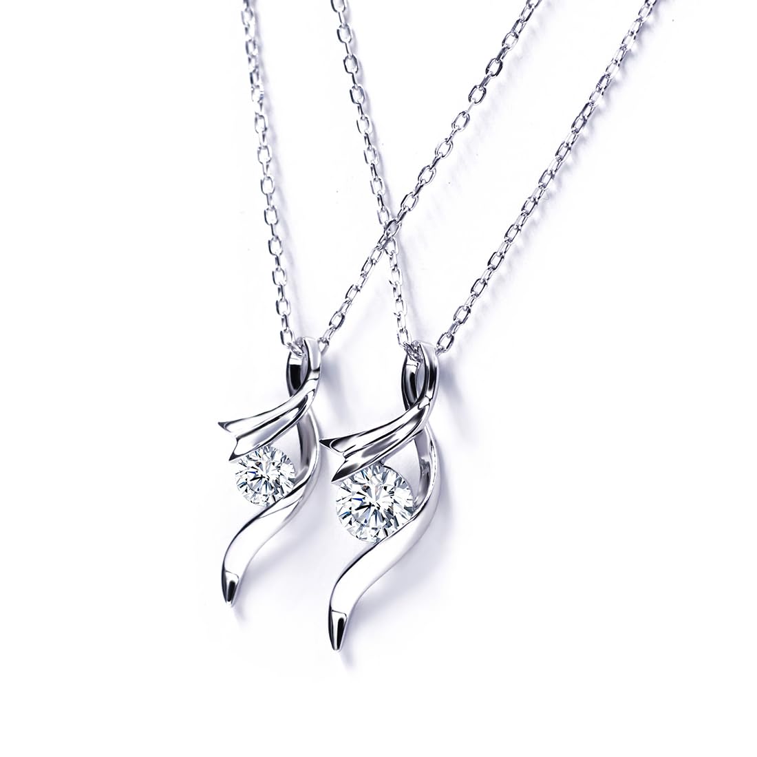 Warm Fortune Moissanite Pendant Necklace for Women, 0.5/1.0 ct DE VVS, 18K White Gold Plated Sterling Silver, 16 inch + 2inch Chain