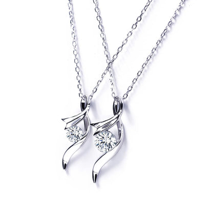 Warm Fortune Moissanite Pendant Necklace for Women, 0.5/1.0 ct DE VVS, 18K White Gold Plated Sterling Silver, 16 inch + 2inch Chain