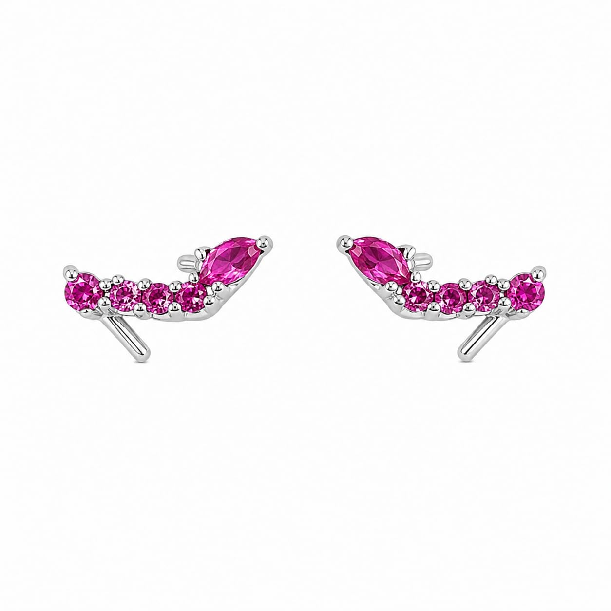 Warm Fortune 18K Gold Plated Marquise & Round Cut Cubic Zirconia Curved Linear Stud Earrings for Adult Women Hypoallergenic Gift Jewelry for Daily & Formal Occasions