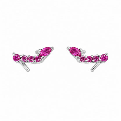Warm Fortune 18K Gold Plated Marquise & Round Cut Cubic Zirconia Curved Linear Stud Earrings for Adult Women Hypoallergenic Gift Jewelry for Daily & Formal Occasions