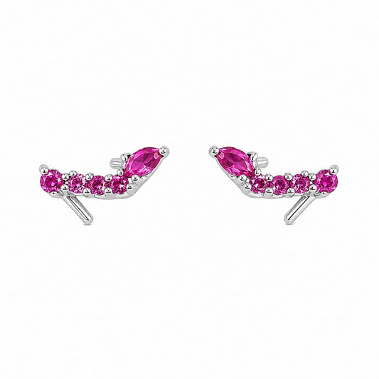 Warm Fortune 18K Gold Plated Marquise & Round Cut Cubic Zirconia Curved Linear Stud Earrings for Adult Women Hypoallergenic Gift Jewelry for Daily & Formal Occasions