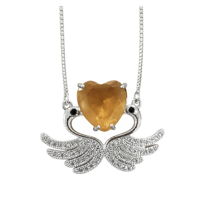 Warm Fortune Green Swan Heart Pendant Necklace for Women: 18K Gold Plated, Adjustable Chain (18"+2") with Sparkling CZ | A Dazzling Statement for Glamorous Events
