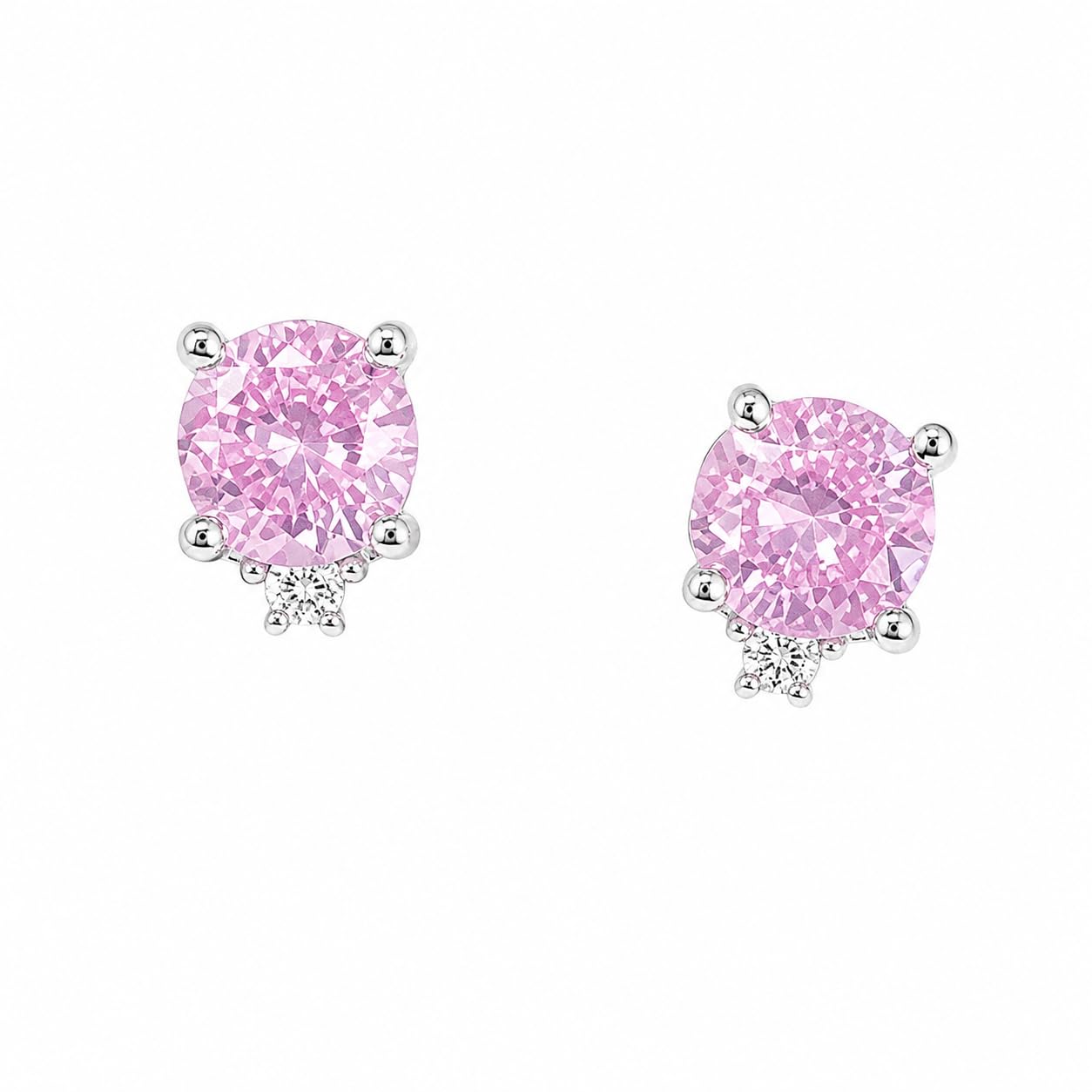Warm Fortune 18K Gold Plated Round Cubic Zirconia Stud Earrings for Women Hypoallergenic - Valentine's Day, Mother's Day, Birthday Gift for Her