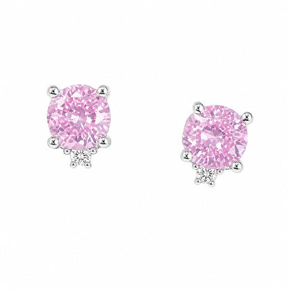 Warm Fortune 18K Gold Plated Round Cubic Zirconia Stud Earrings for Women Hypoallergenic - Valentine's Day, Mother's Day, Birthday Gift for Her