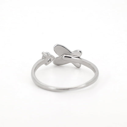 Warm Fortune Butterfly Promise Ring for Her - 18K Gold Plated Cubic Zirconia, Stackable Gift Valentine's Day, Fashion & Daily Elegant Wear, Size 7-8
