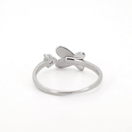 Warm Fortune Butterfly Promise Ring for Her - 18K Gold Plated Cubic Zirconia, Stackable Gift Valentine's Day, Fashion & Daily Elegant Wear, Size 7-8