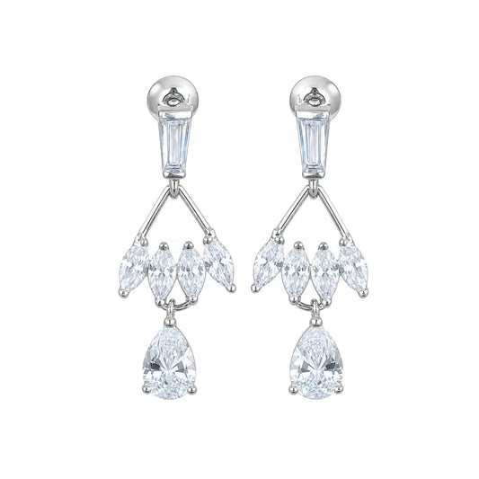 Warm Fortune 18K Gold Plated Marquise Teardrop Cubic Zirconia Drop Earrings for Women Hypoallergenic - Valentine's Day, Mother's Day, Birthday Gift for Her