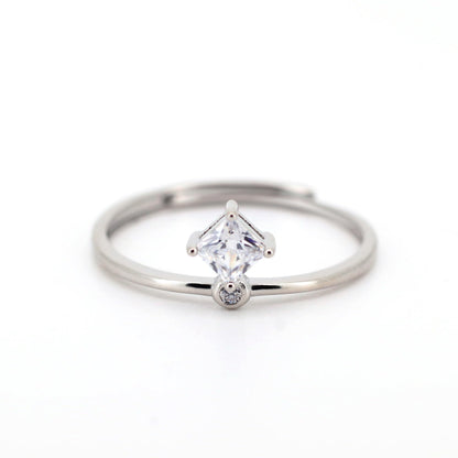 Warm Fortune Princess Cut Cubic Zirconia Open Ring for Women,18K Gold Plated Thin Adjustable Band Casual Stackable Jewelry