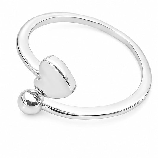Warm Fortune Heart & Round Ball Open Adjustable Ring for Women, 18K Gold Plated Minimalist Open Band, Sweet Love Fashion Stackable Daily Jewelry,Size 6.5-8.5