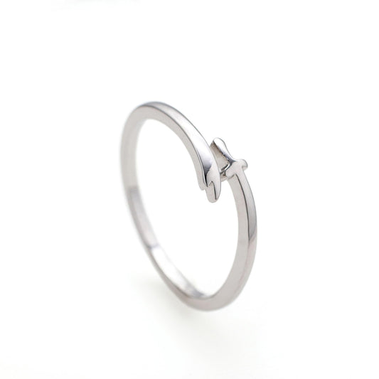 Warm Fortune Open Sword Shaped Promise Ring for Her - 18K Gold Plated Cubic Zirconia, Stackable Gift Valentine's Day, Fashion & Daily Elegant Wear,Adjustable