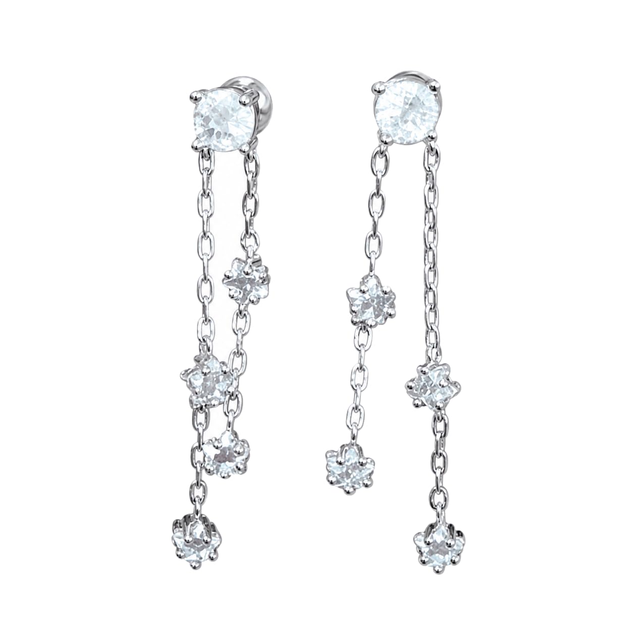Warm Fortune 18K Gold Plated Round Chain Cubic Zirconia Drop Earrings for Women Hypoallergenic - Valentine's Day, Mother's Day, Birthday Gift for Her