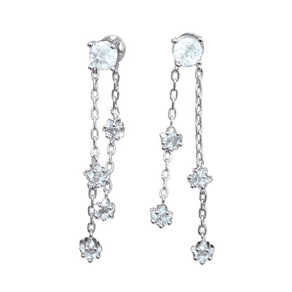 Warm Fortune 18K Gold Plated Round Chain Cubic Zirconia Drop Earrings for Women Hypoallergenic - Valentine's Day, Mother's Day, Birthday Gift for Her