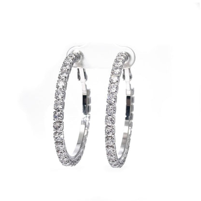 Warm Fortune 18K Gold Plated Round Pave Cubic Zirconia Hoop Earrings for Women Hypoallergenic - Valentine's Day, Mother's Day, Birthday Gift for Her