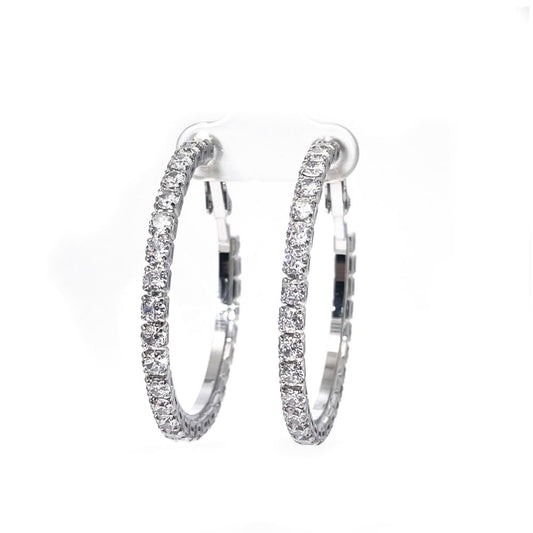 Warm Fortune 18K gold plated round pave CZ hoop earrings