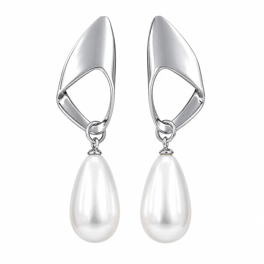Warm Fortune 18K Gold Plated Teardrop Pearl Dangle Earrings for Women Hypoallergenic - Valentine's Day, Mother's Day, Birthday Gift for Her