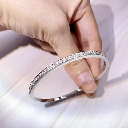 Warm Fortune Moissanite Diamond Tennis Bracelet for Women, 5.2-17ct Lab Created Diamond, 3/4/5mm DE VVS, 18K White Gold Plated , Gift for Her, Size 6.5/7 Inch