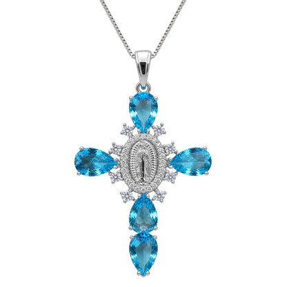 Warm Fortune Purple Teardrop Cross Pendant Necklace for Women: 18K Gold Plated, Adjustable Chain (18"+2") with Sparkling CZ | A Dazzling Statement for Glamorous Events