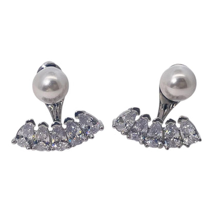 Warm Fortune Pearl & Teardrop Cubic Zirconia Dangle Earrings for Women, Silver Tone Fashion Jewelry, Elegant Design for Daily Wear, Party & Dating