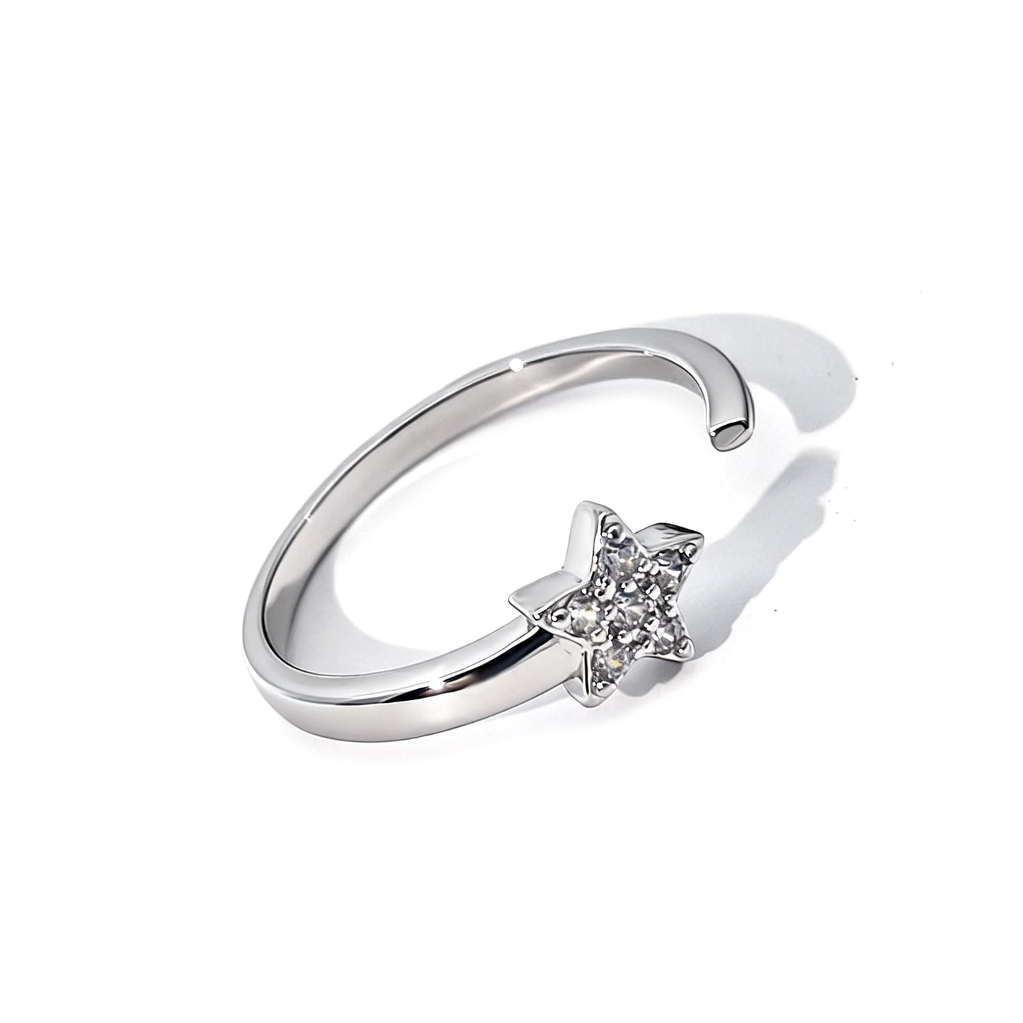 Warm Fortune Star-Shaped Promise Ring for Her - 18K Gold Plated Cubic Zirconia, Stackable Gift Valentine's Day, Fashion & Daily Elegant Wear, Adjustable