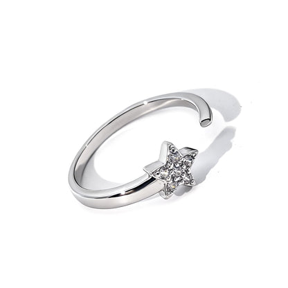 Warm Fortune Star-Shaped Promise Ring for Her - 18K Gold Plated Cubic Zirconia, Stackable Gift Valentine's Day, Fashion & Daily Elegant Wear, Adjustable