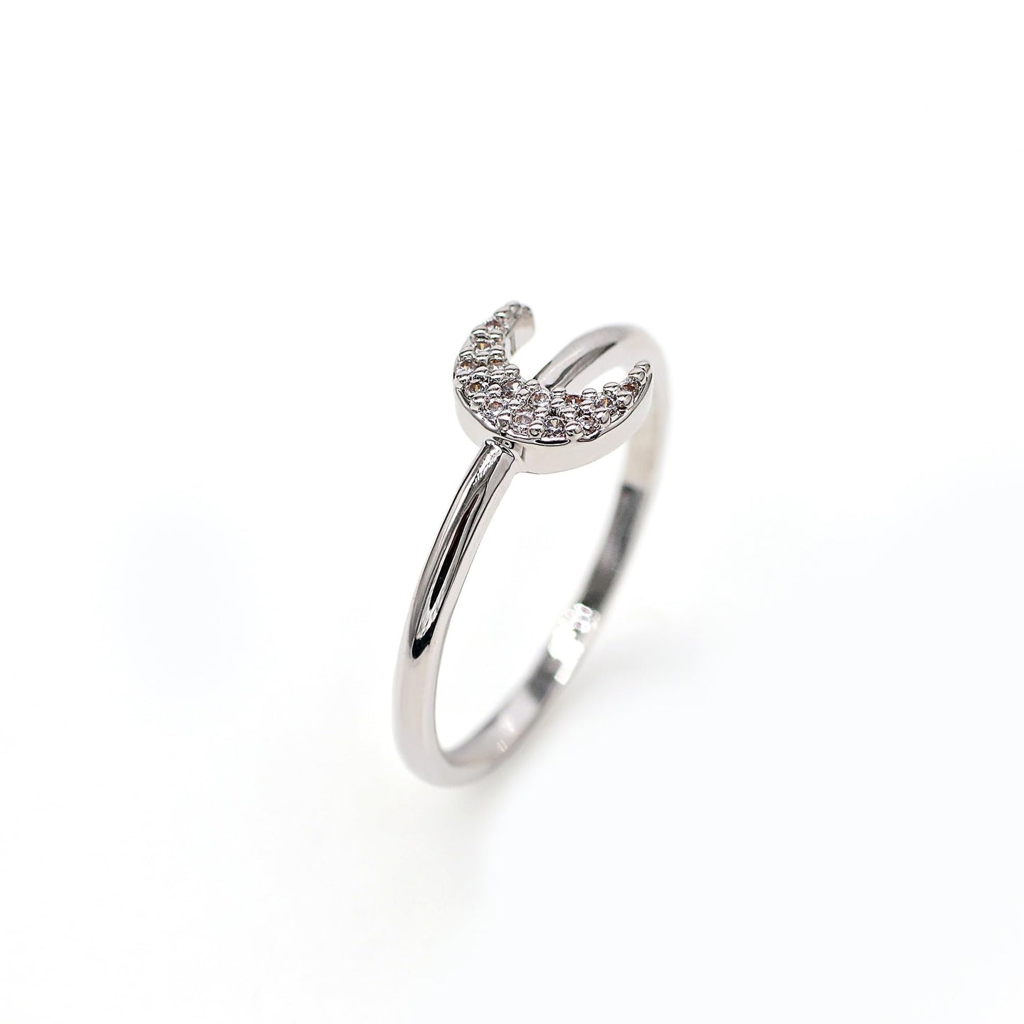 Warm Fortune Horseshoe Promise Ring for Her - 18K Gold Plated Cubic Zirconia, Stackable Gift Valentine's Day, Fashion & Daily Elegant Wear, Size 6-8