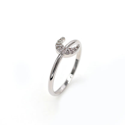Warm Fortune Horseshoe Promise Ring for Her - 18K Gold Plated Cubic Zirconia, Stackable Gift Valentine's Day, Fashion & Daily Elegant Wear, Size 6-8