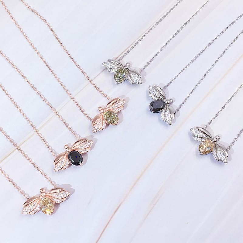 Warm Fortune Moissanite Pendant Necklace for Women, 0.5/1.0 ct DE VVS, 18K White Gold Plated Sterling Silver, 16 inch + 2inch Chain