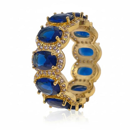 Warm Fortune Cubic Zirconia Love Ring and Eternity Ring,18K Gold Plated Anniversary Ring,Gift for Her Wedding Bands Rings