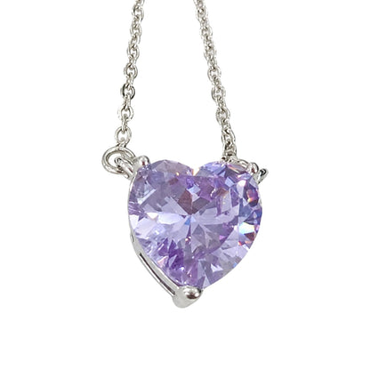 Warm Fortune Purple Heart Solitaire Pendant Necklace for Women: 18K Gold Plated, Adjustable Chain (18"+2") with Sparkling CZ | Adorably Cute, a Romantic Accent for Her