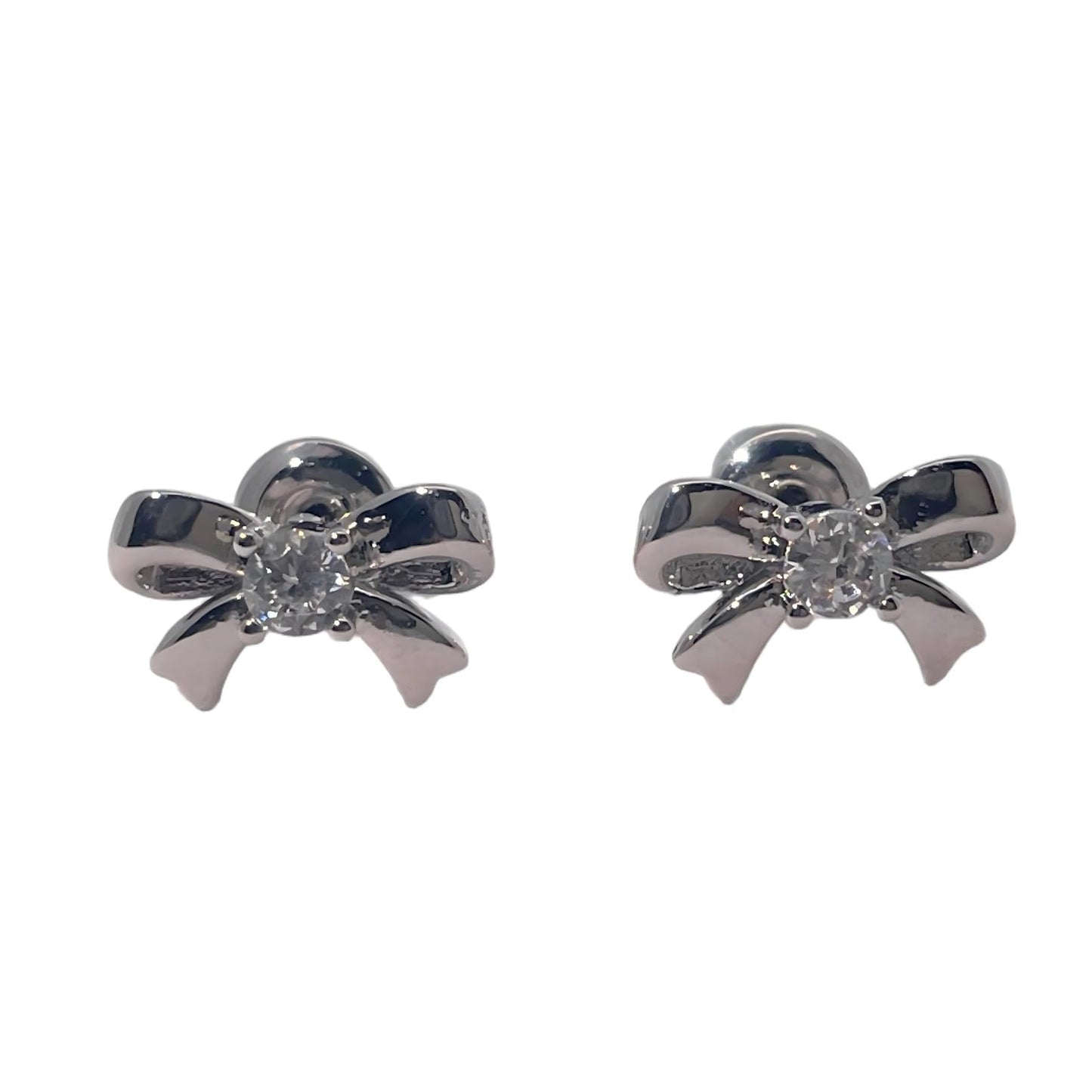 Warm Fortune 18K Gold Plated Bow & Round Shape Cubic Zirconia Stud Earrings for Women Hypoallergenic - Valentine‘s Day, Mother‘s Day, Birthday Gift for Her