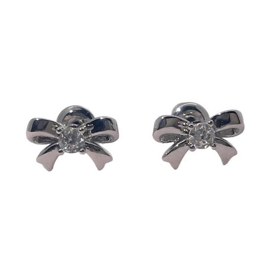 Warm Fortune 18K Gold Plated Bow & Round Shape Cubic Zirconia Stud Earrings for Women Hypoallergenic - Valentine‘s Day, Mother‘s Day, Birthday Gift for Her