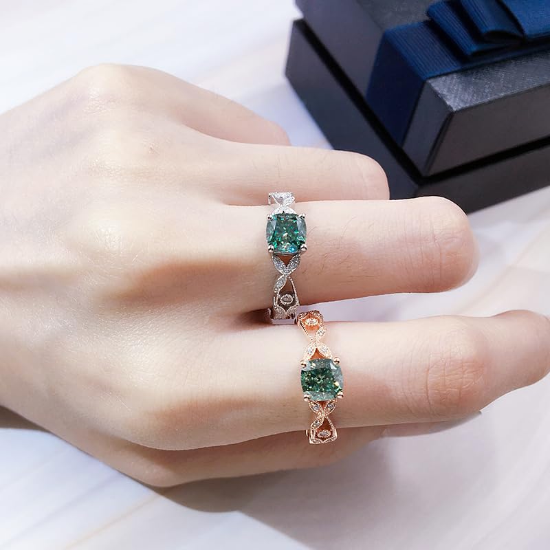 Warm Fortune Moissanite Engagement Ring for Women, Petite Twisted Vine Elegance, 0.5/1.0ct DE VVS, 18K White Gold Plated Anniversary & Promise Ring, Gift for Her, Size 6.5