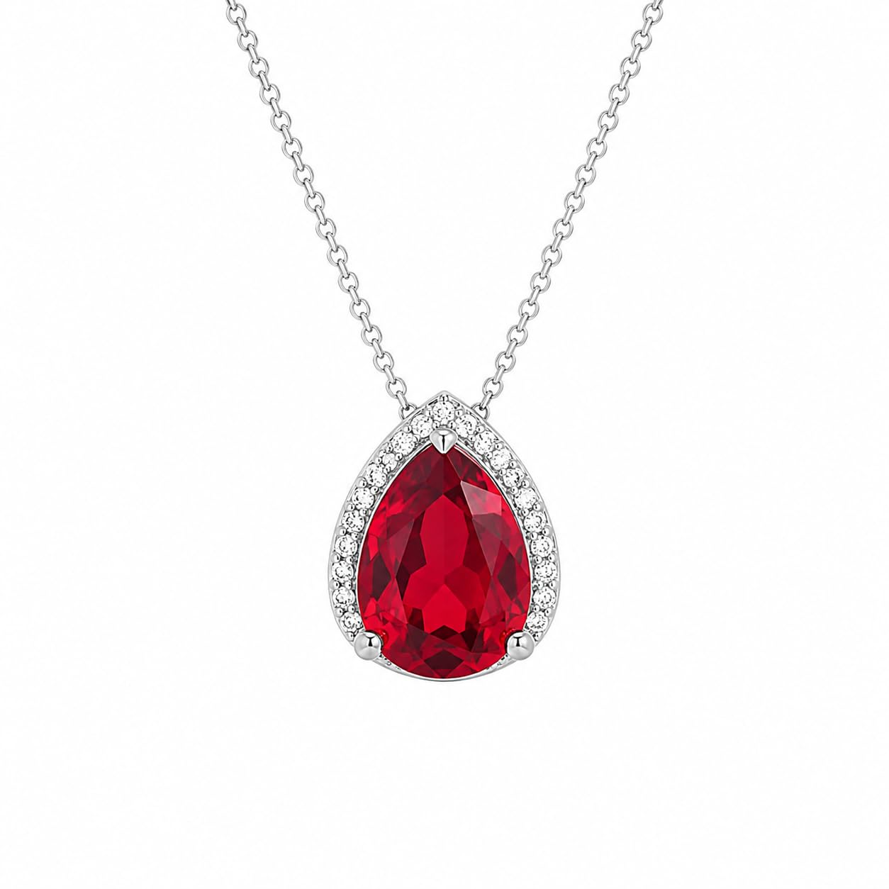 Warm Fortune Teardrop Halo Pendant Necklace for Women, 18K Gold Plated with Sparkling CZ
