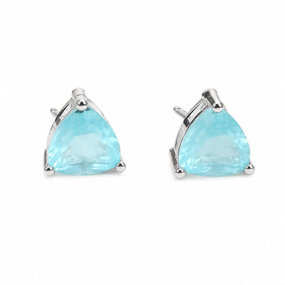 Warm Fortune 18K White Gold Plated CZ Trillion Stud Earrings for Women